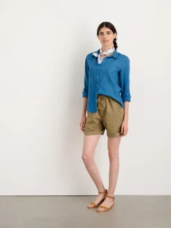 Indigo Dyed Wyatt Shirt In Linen