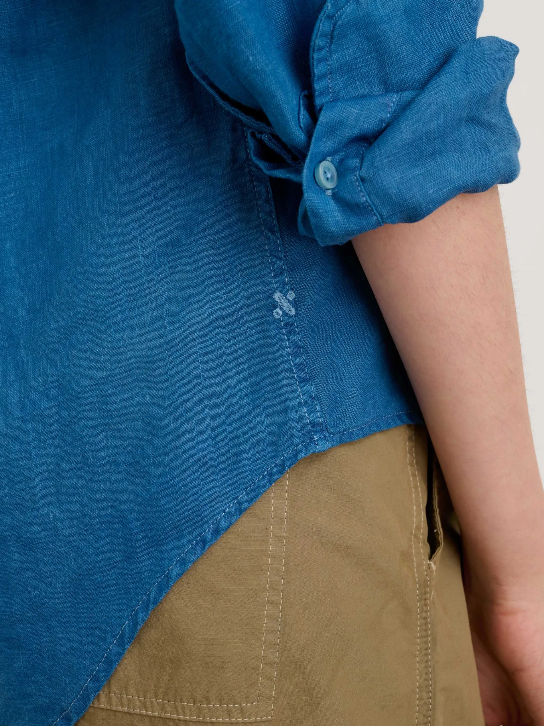Indigo Dyed Wyatt Shirt In Linen