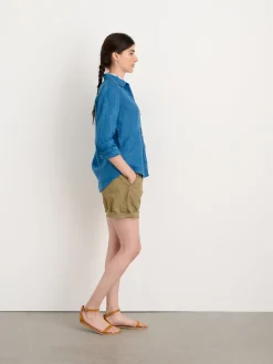 Indigo Dyed Wyatt Shirt In Linen