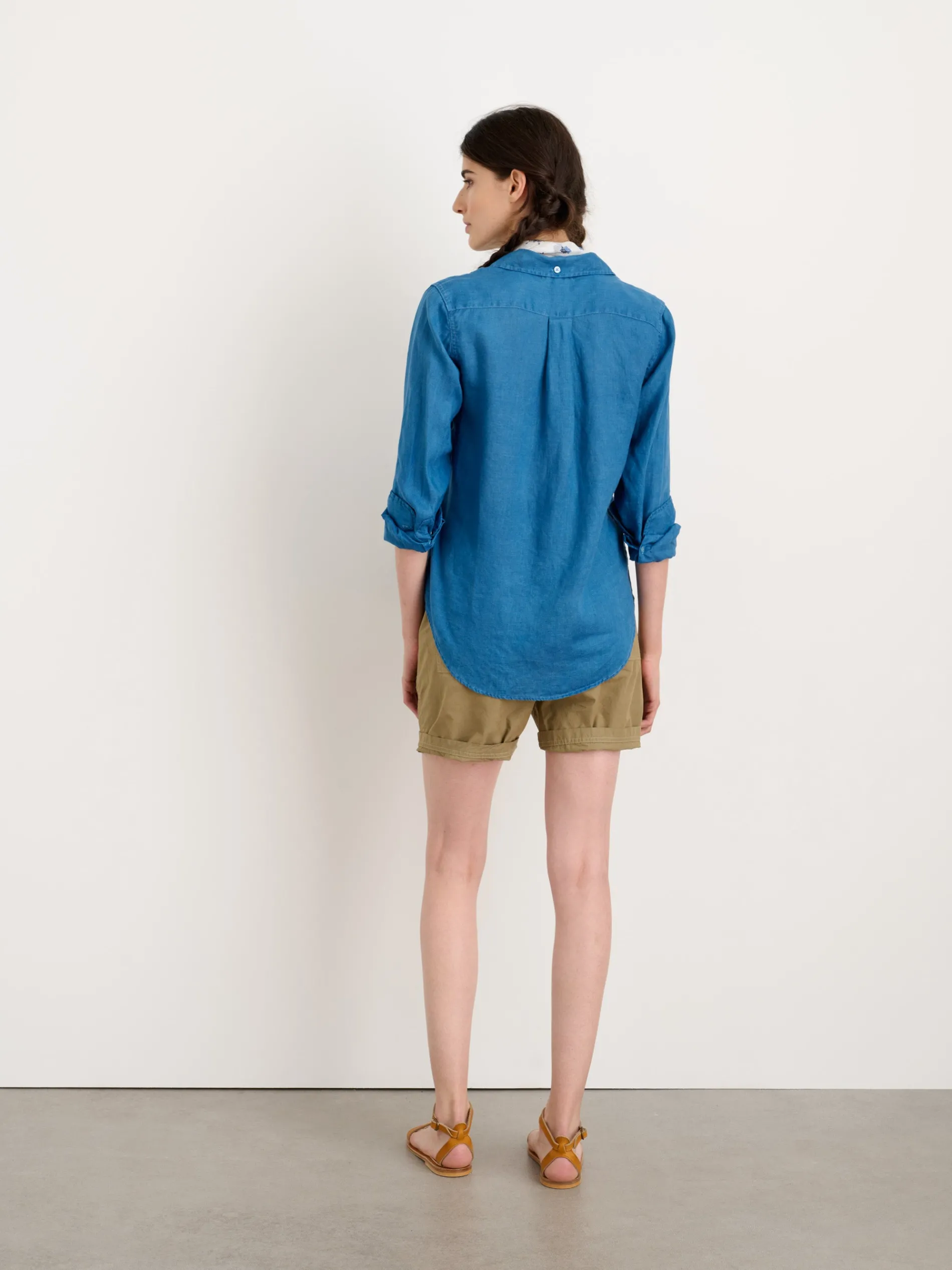 Indigo Dyed Wyatt Shirt In Linen