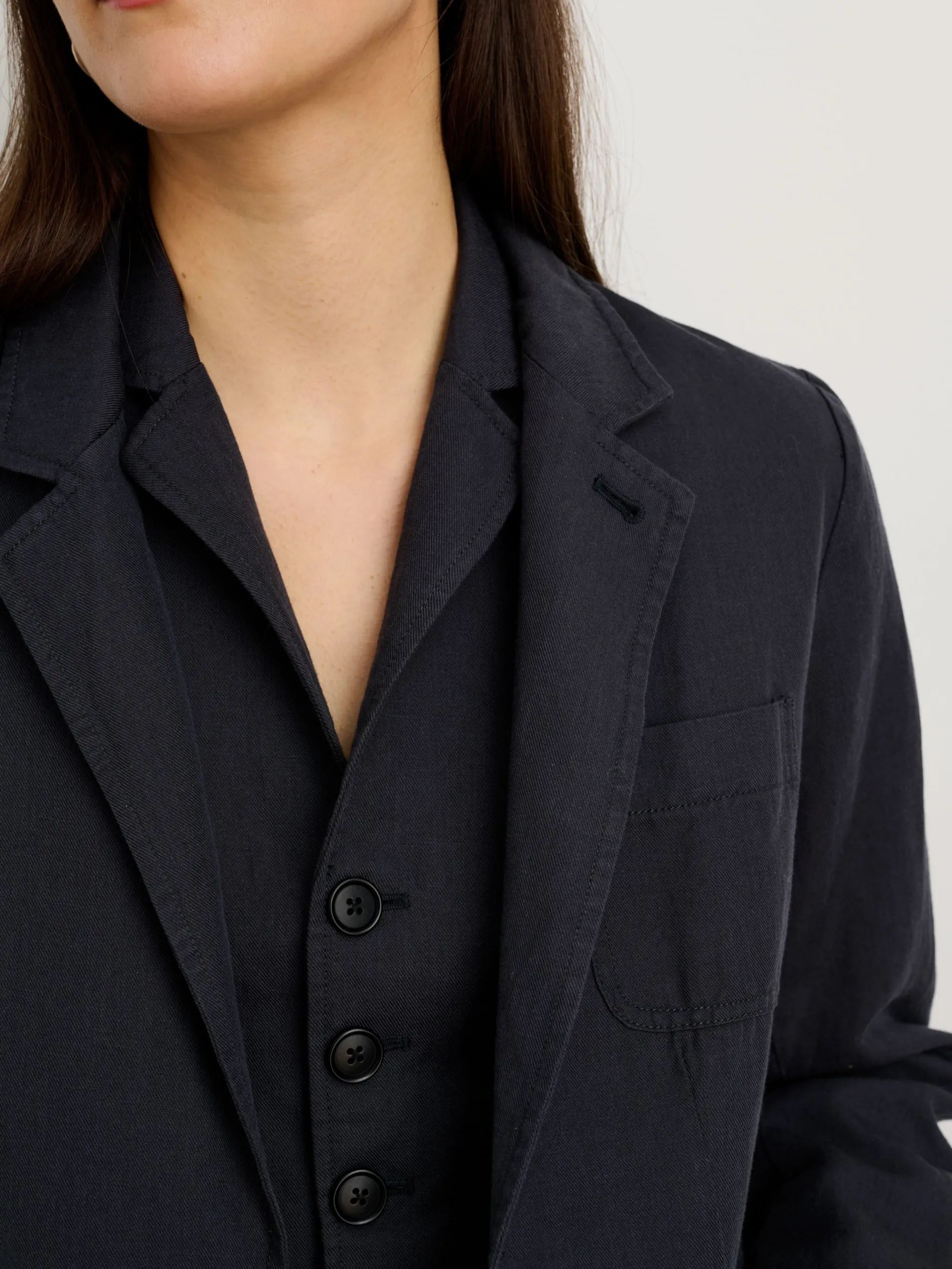 Suitish Blazer In Drapey Twill